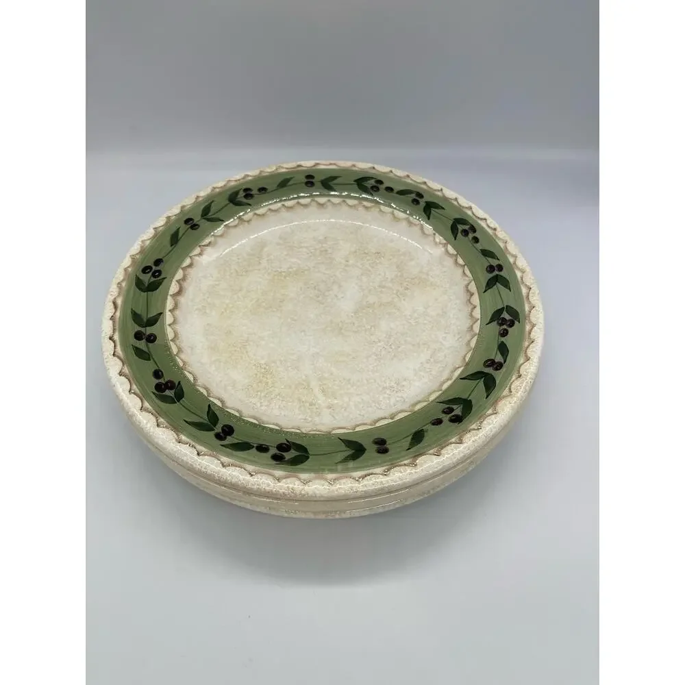 Oneida Oliveto Hand Painted Set of 3 Dinner Plates 11” Olives